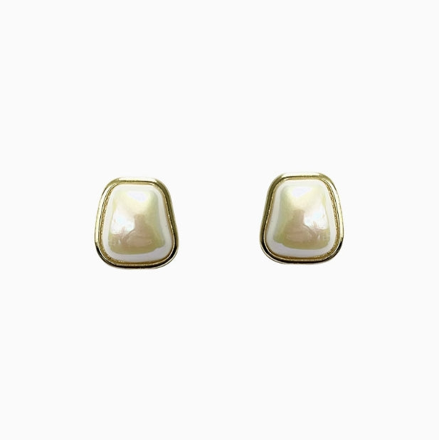French Square Pearl Stud Earrings