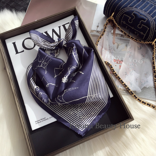 Indigo Sketch Silk Scarf