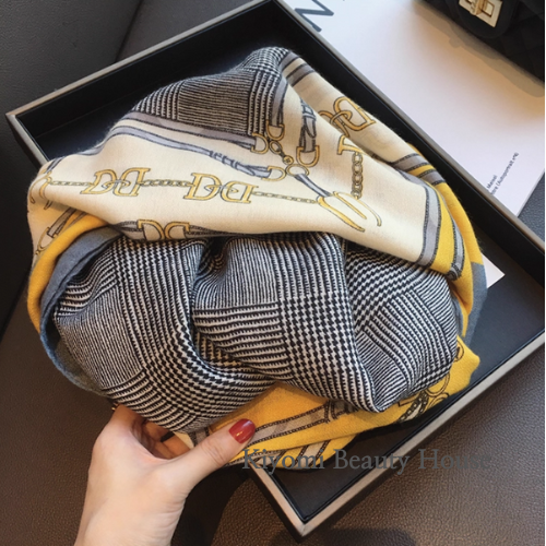 Colorblock Plaid Cotton-Linen Scarf