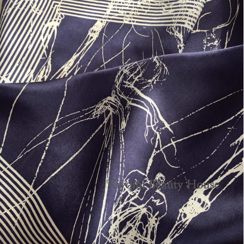 Indigo Sketch Silk Scarf