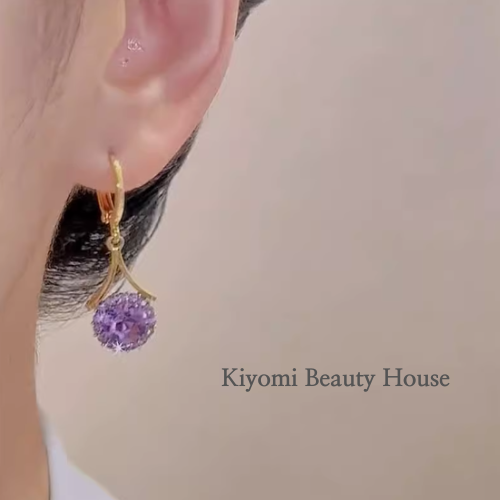 Radiant Amethyst Halo Earrings