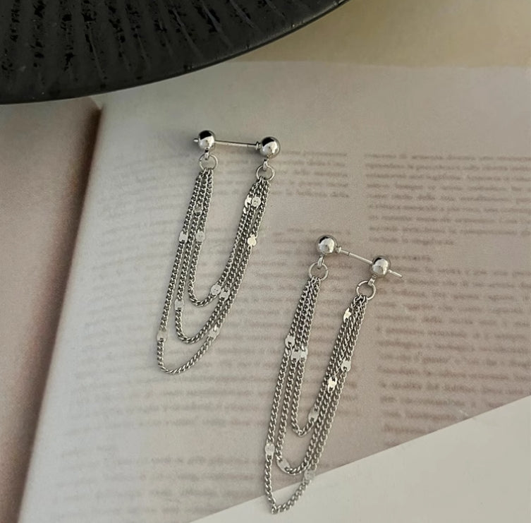 Long Tassel Clip On Earrings