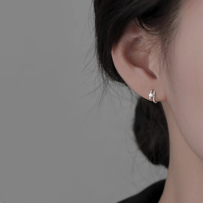 925 sterling silver Simple Pearl Luxury Stud Earrings