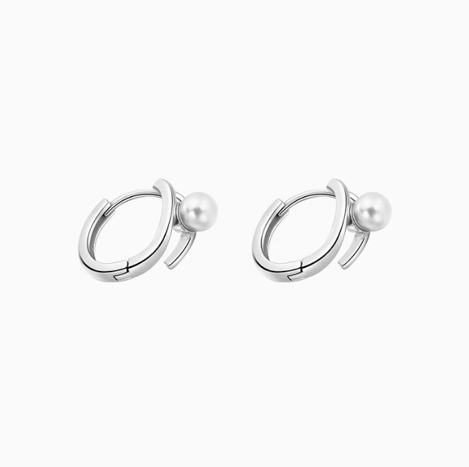 925 sterling silver Simple Pearl Luxury Stud Earrings