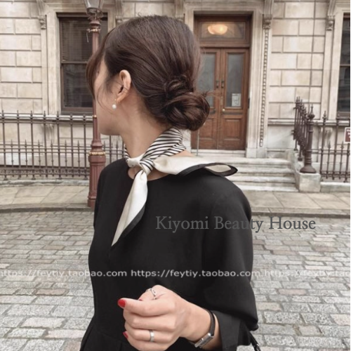 Vintage Striped Silk-Feel Square Scarf