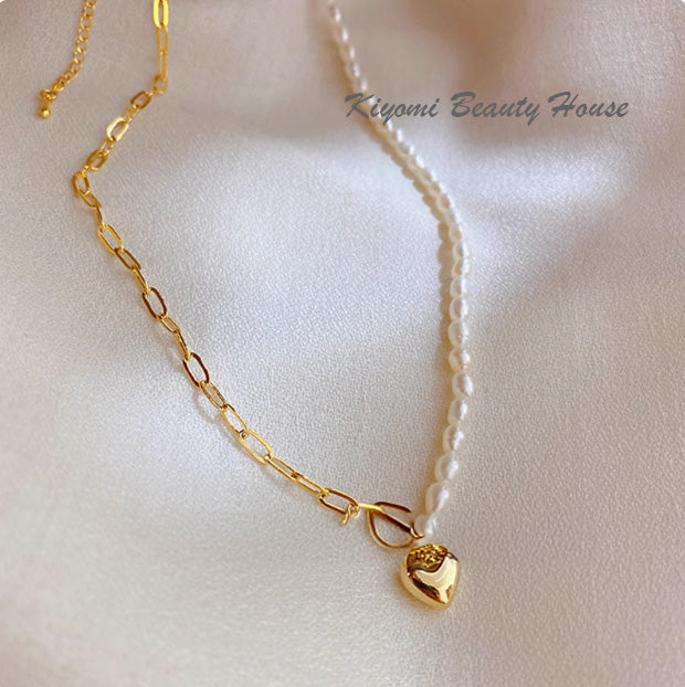 Asymmetric Natural Freshwater Pearl Clavicle Necklace