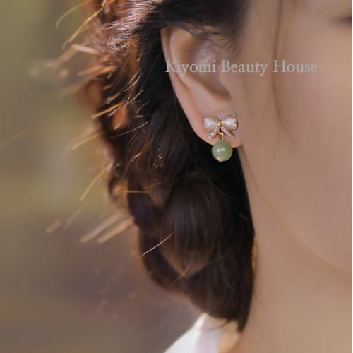 Hetian Jade Bow Earrings