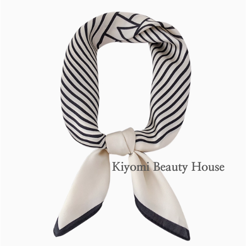 Vintage Striped Silk-Feel Square Scarf