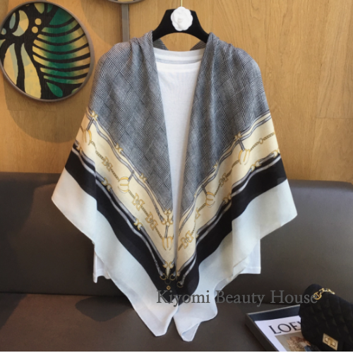 Colorblock Plaid Cotton-Linen Scarf
