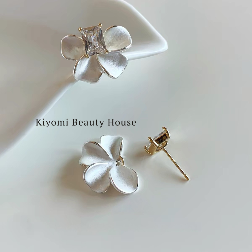 2-Way Floral Princess-Cut Stud Earrings