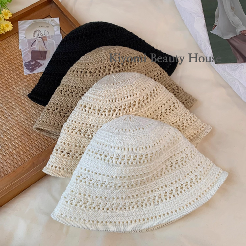 Knitted Hollow-Out Bucket Hat