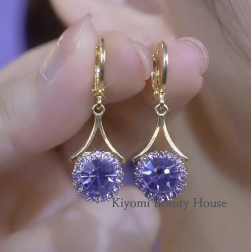 Radiant Amethyst Halo Earrings