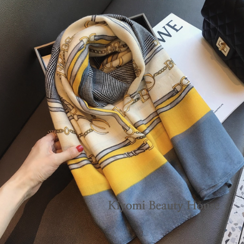 Colorblock Plaid Cotton-Linen Scarf