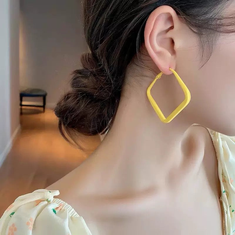 Yellow Pink geometric earrings