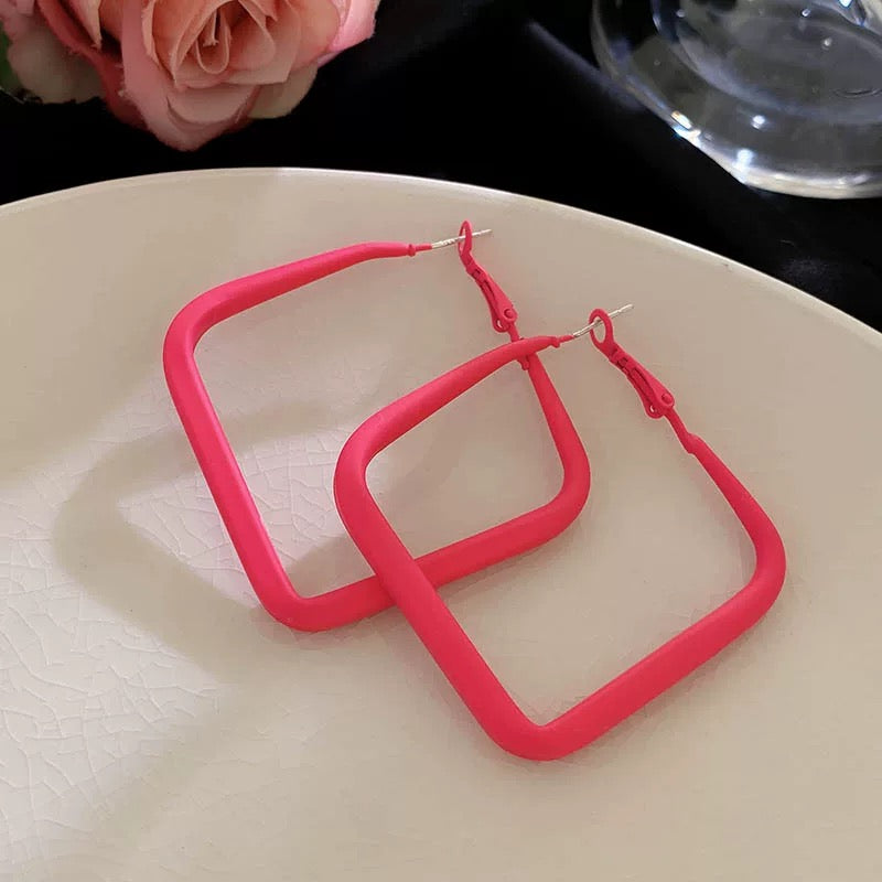 Yellow Pink geometric earrings