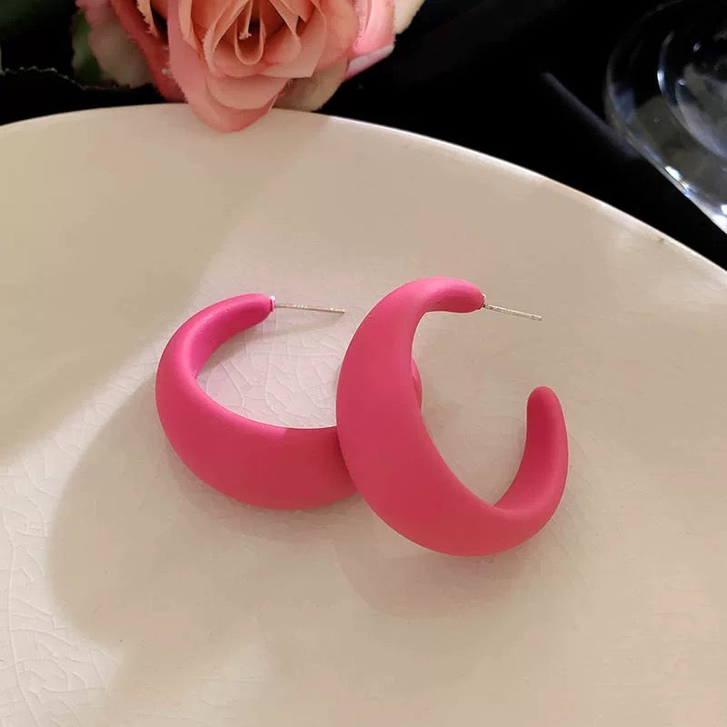 Yellow Pink geometric earrings