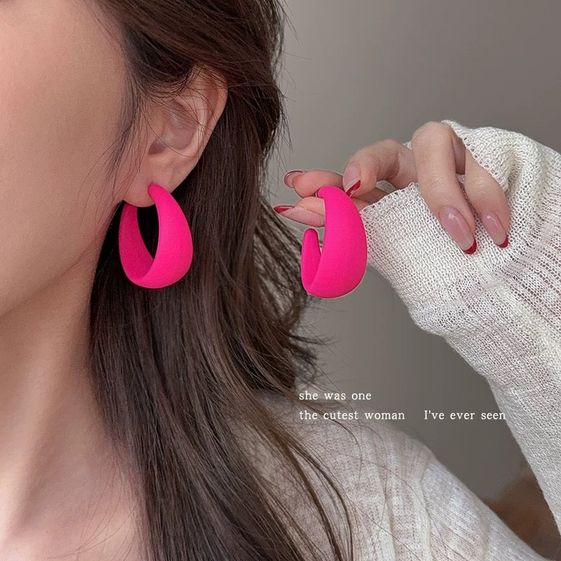 Yellow Pink geometric earrings