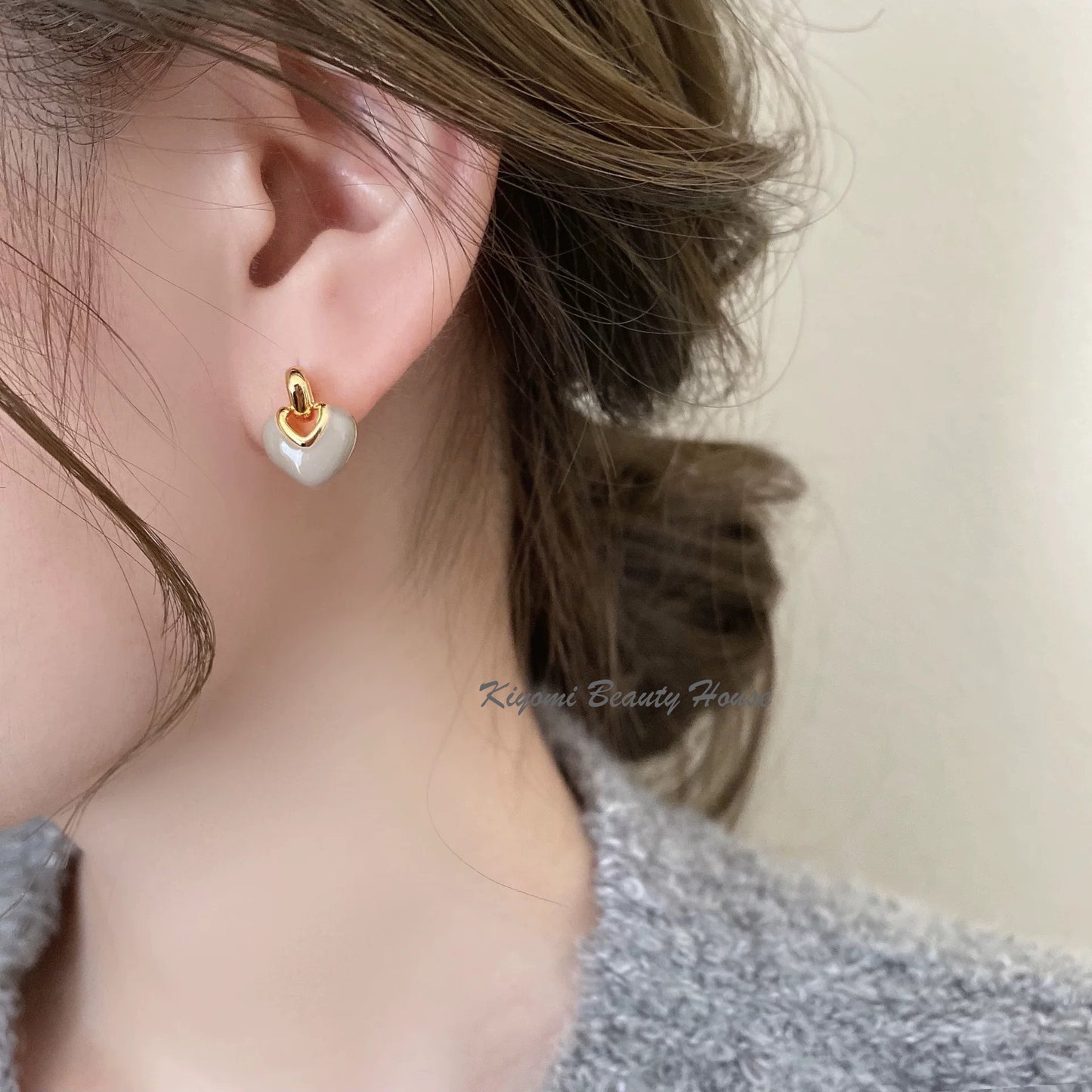 Unique love drip glaze high-end earrings