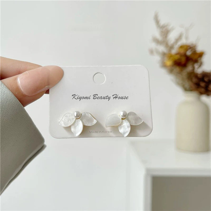 Half Flower Pearl Earrings