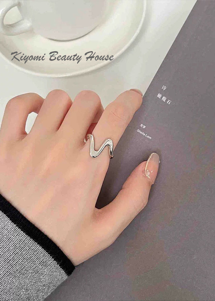 Irregular Curve Wave Open Index Finger Ring
