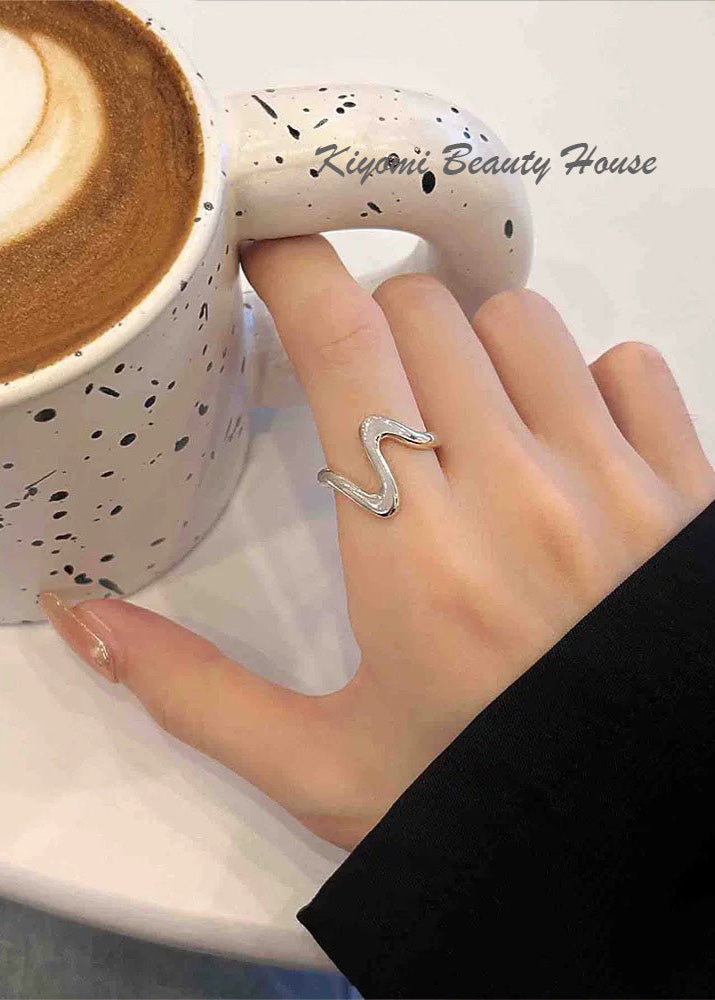Irregular Curve Wave Open Index Finger Ring