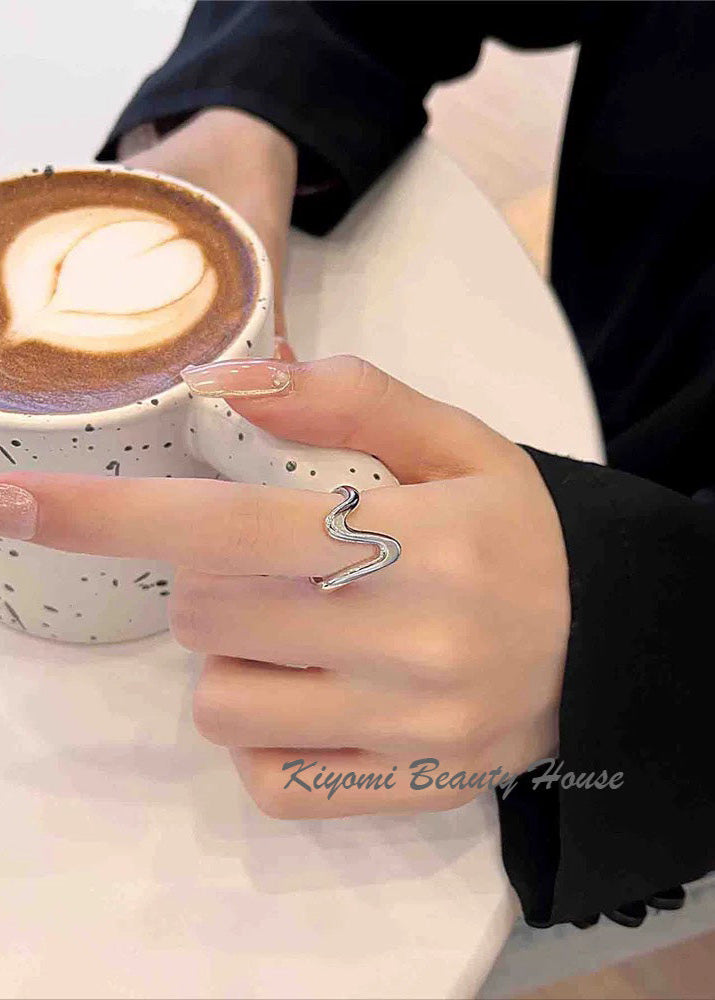 Irregular Curve Wave Open Index Finger Ring