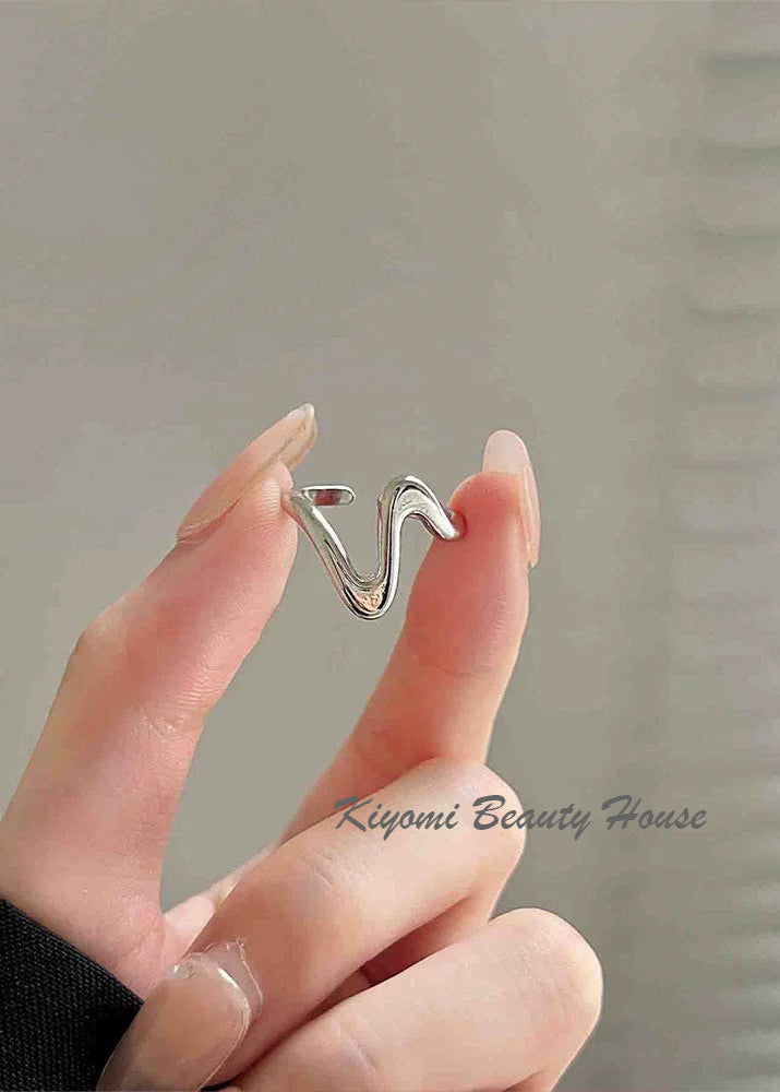 Irregular Curve Wave Open Index Finger Ring