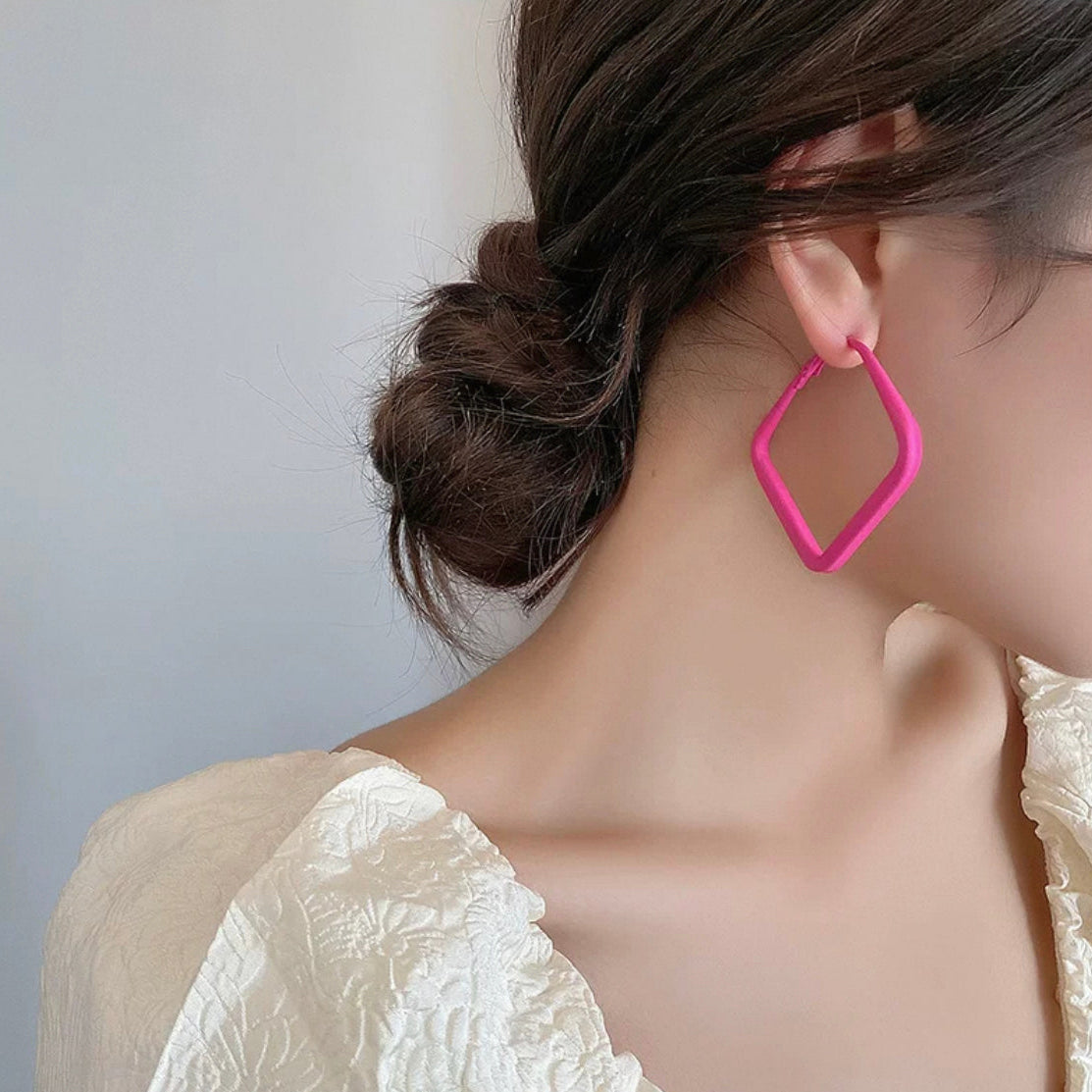 Yellow Pink geometric earrings