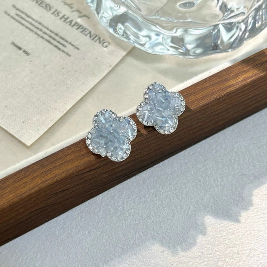 Frozen Bloom Clover Earrings