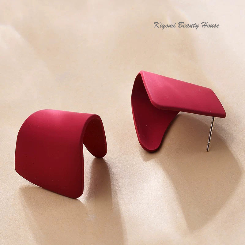 Exaggerated Irregular Geometric Metal Stud Earrings