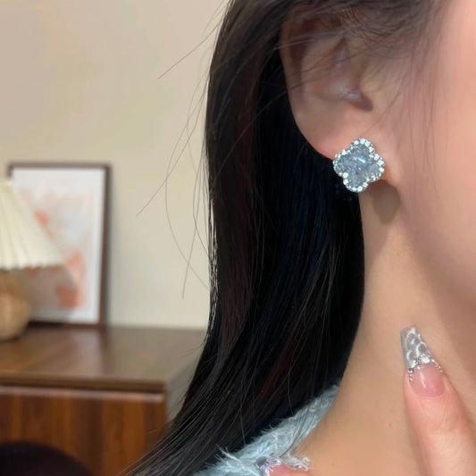 Frozen Bloom Clover Earrings