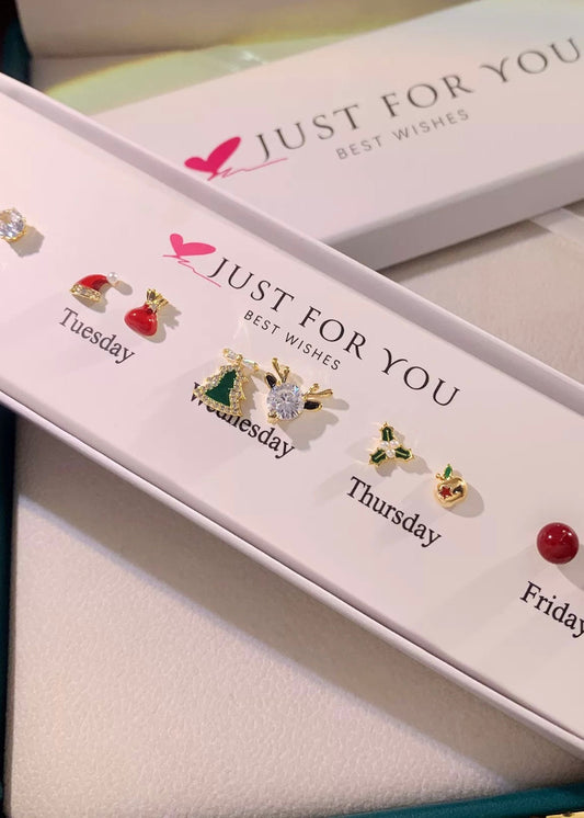 Christmas Week Zircon Deer Earrings Gift Set