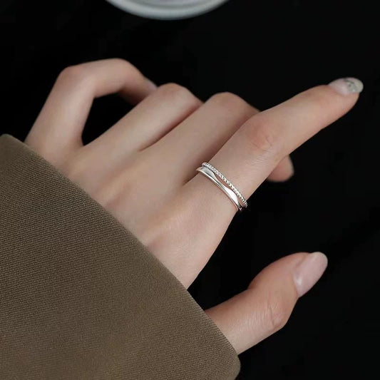 925 Sterling Silver Double Band Open Ring