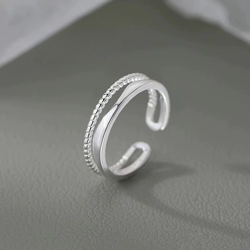 925 Sterling Silver Double Band Open Ring
