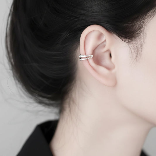 925 Sterling Silver Double Layer Ear Cuff