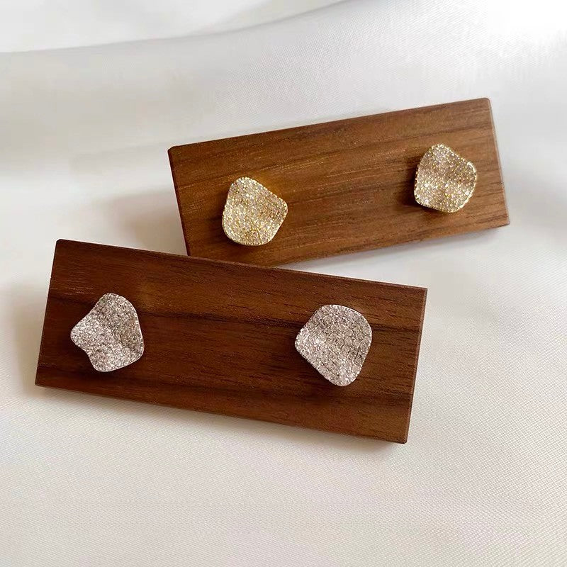 Sparkling Irregular Gold Stud Earrings