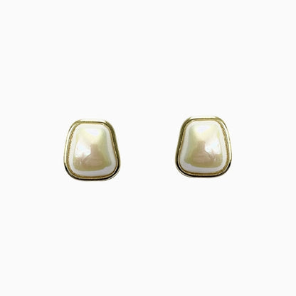 French Square Pearl Stud Earrings