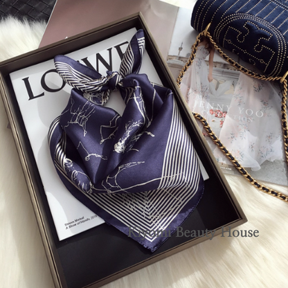 Indigo Sketch Silk Scarf