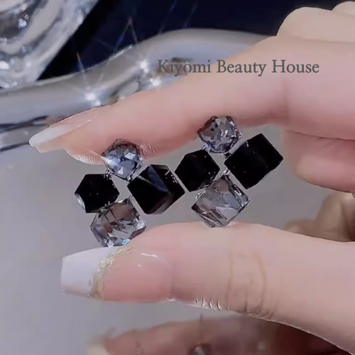 Geometric Crystal Cube Earrings