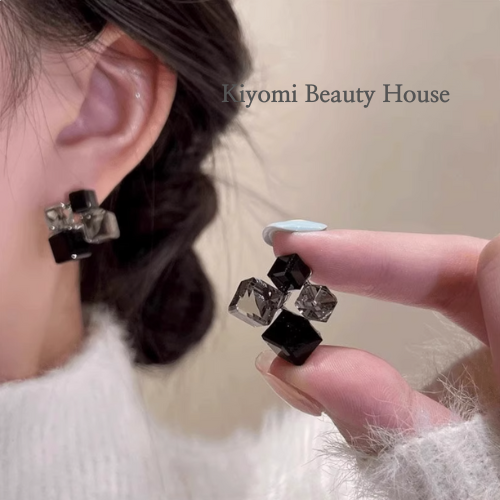 Geometric Crystal Cube Earrings