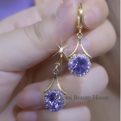 Radiant Amethyst Halo Earrings