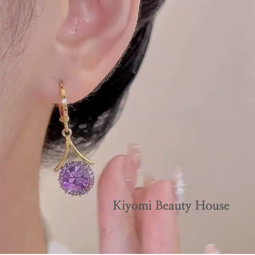 Radiant Amethyst Halo Earrings