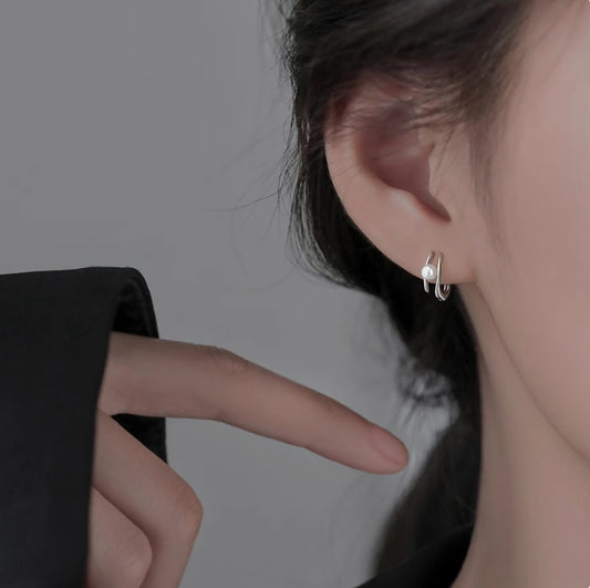 925 sterling silver Simple Pearl Luxury Stud Earrings