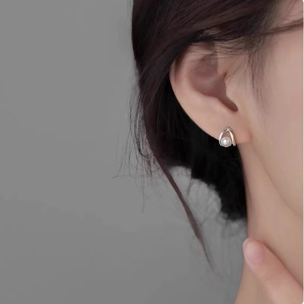 925 sterling silver Pearl Stud Earrings Unique Luxury