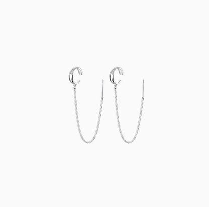 Silver Tassel Drop Earrings Minimalist Unique Design