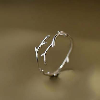 925 Sterling Silver Antler Adjustable Ring