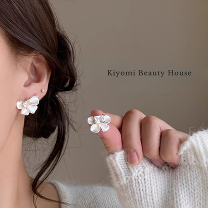 2-Way Floral Princess-Cut Stud Earrings