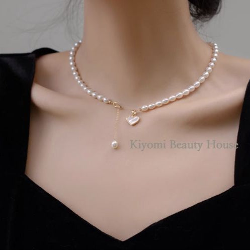 Pearl Necklace with Heart Pendant