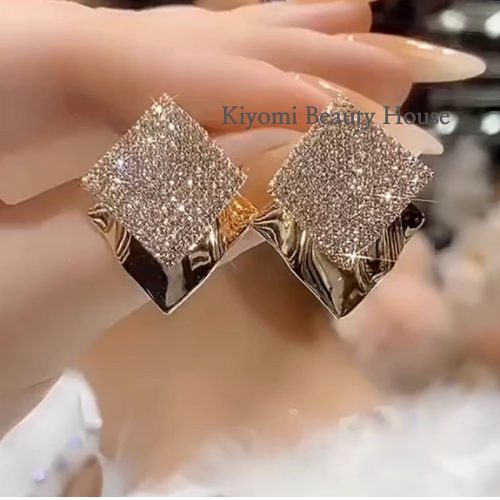 Crystal Fold Square Studs
