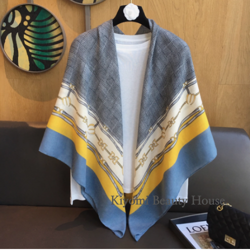Colorblock Plaid Cotton-Linen Scarf